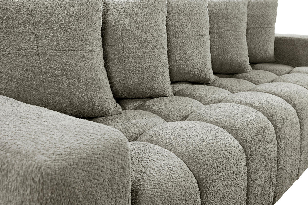 SCHLAFSOFA  mit Liegefunktion, Schlafen auf Sitzhöhe Struktur, Bouclé Taupe  - Taupe/Schwarz, Basics, Kunststoff/Textil (250/86/140cm) - Livetastic