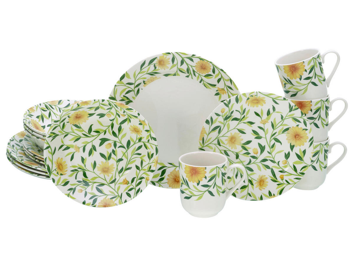 KOMBISERVICE Amarilla 16-teilig  - Weiß/Grün, Basics, Keramik - Creatable