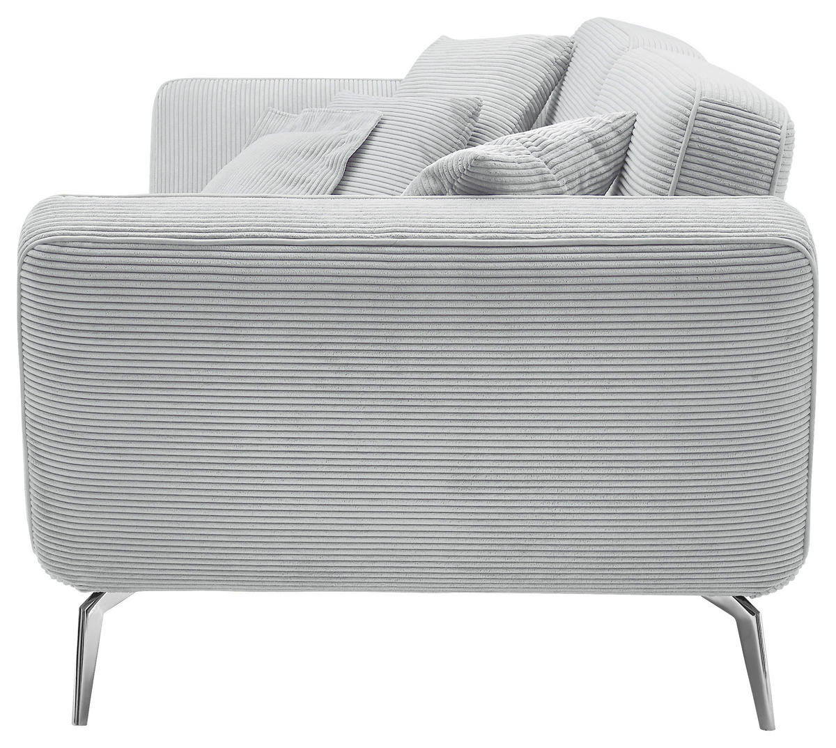 3-SITZER-SOFA Cord Silberfarben  - Chromfarben/Silberfarben, KONVENTIONELL, Kunststoff/Textil (260/90/125cm) - SetOne by Musterring