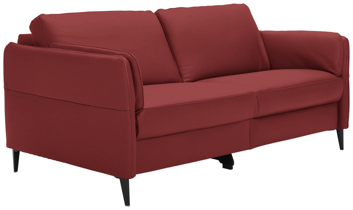 3-SITZER-SOFA in Echtleder Bordeaux  - Bordeaux/Schwarz, Design, Leder/Metall (190/84/99cm) - Dieter Knoll