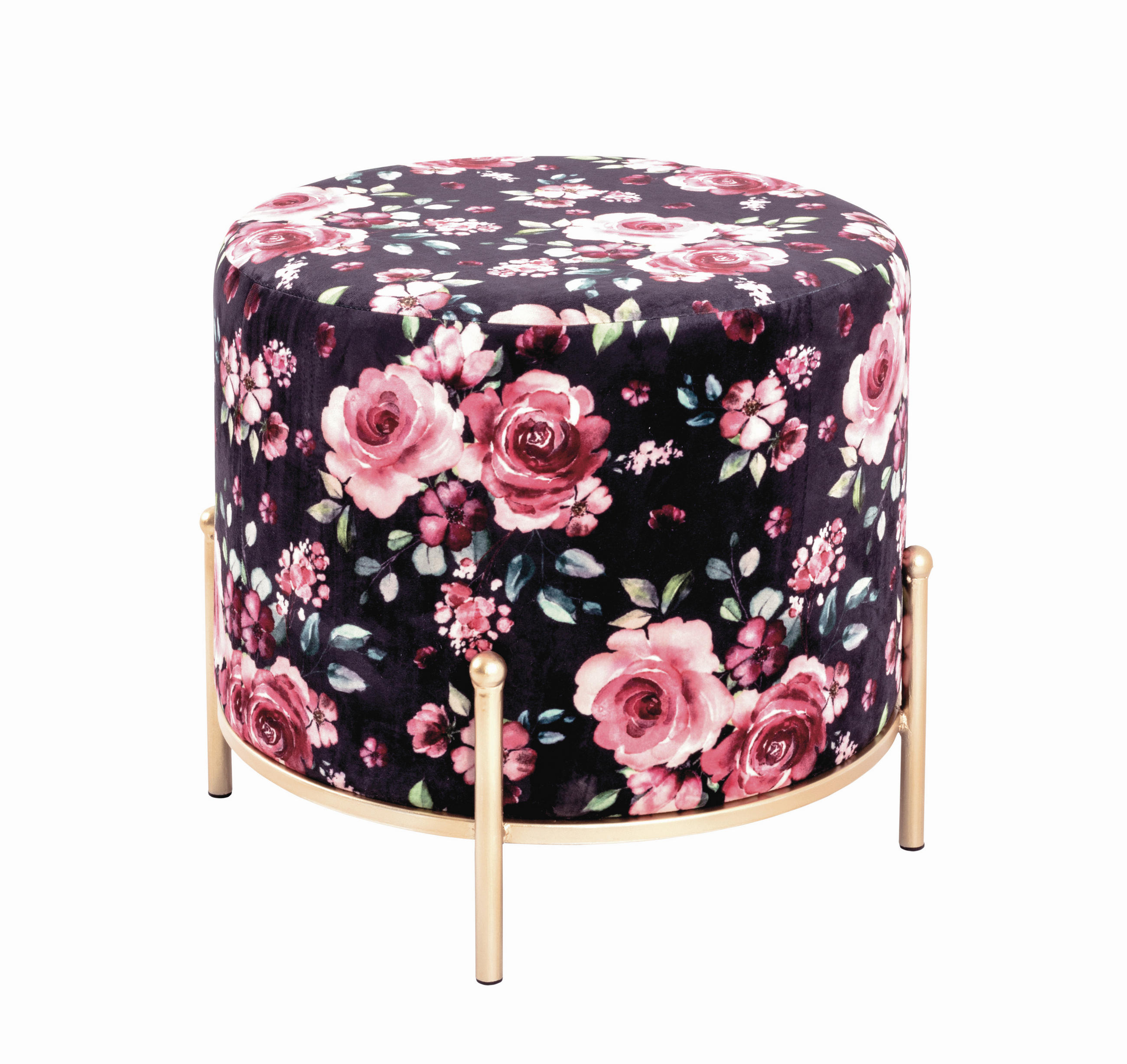 Ambia Home TABURET, kov, textil, kompozitní dřevo, 40/40/40 cm