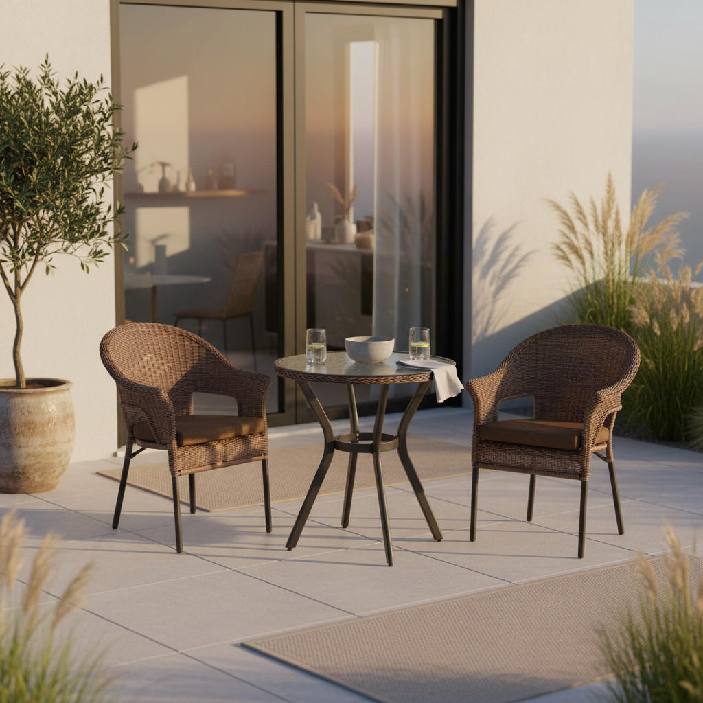 GARTENSET 5-teilig Stahl 5-teilig  - Graphitfarben/Braun, MODERN, Kunststoff/Textil - Gardenson