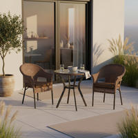 GARTENSET 5-teilig Stahl 5-teilig  - Graphitfarben/Braun, MODERN, Kunststoff/Textil - Gardenson