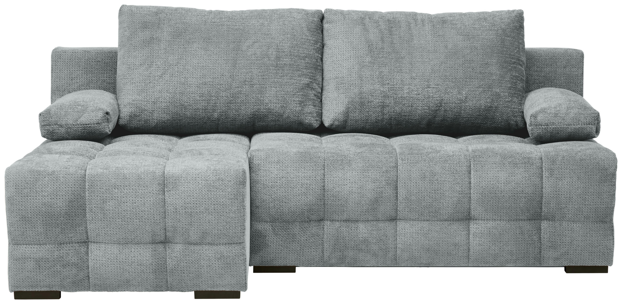 ECKSOFA Grau Chenille  - Schwarz/Grau, MODERN, Kunststoff/Textil (145/204cm) - home24