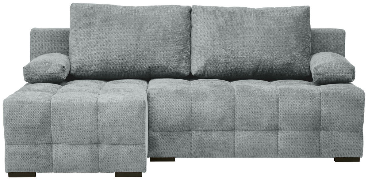 ECKSOFA in Chenille Grau  - Schwarz/Grau, MODERN, Kunststoff/Textil (145/204cm) - home24