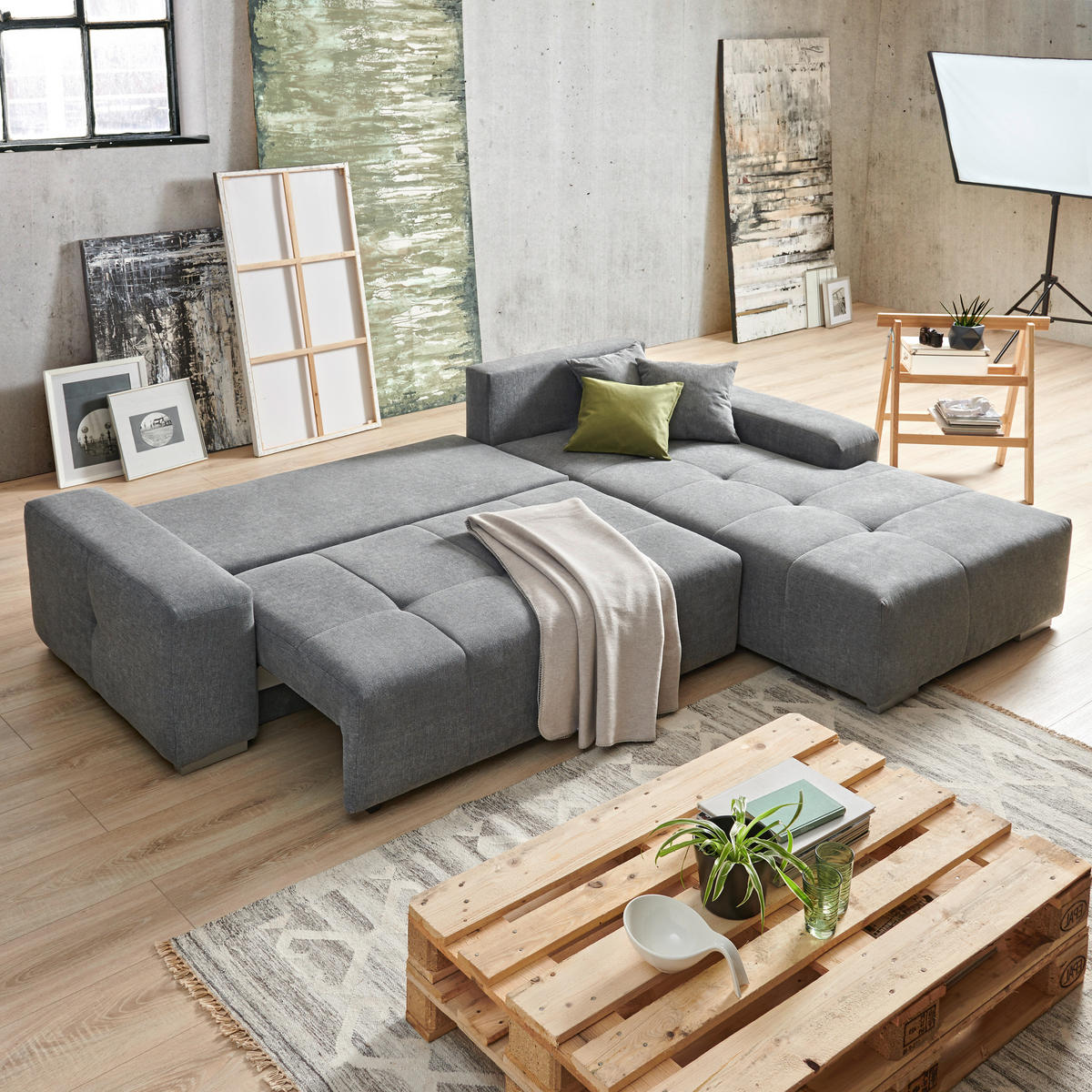 ECKSOFA Türkis Webstoff  - Türkis/Silberfarben, Design, Kunststoff/Textil (280/194cm) - Carryhome