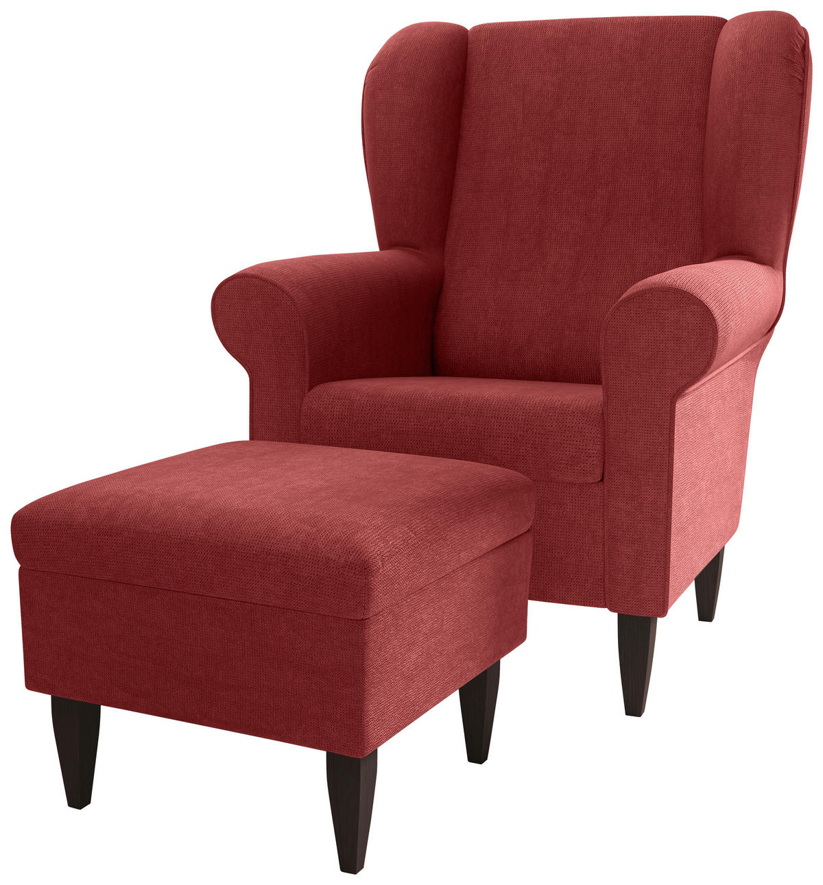 SESSELSET Chenille Rot  - Wengefarben/Rot, Konventionell, Holz/Textil (80/102/86cm) - Livetastic