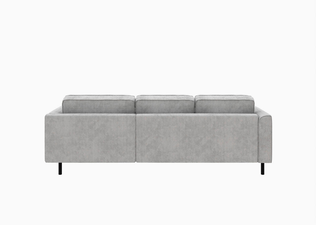 ECKSOFA  in Cord Grau  232/161 cm  - Schwarz/Grau, MODERN, Textil/Metall (232/161cm) - Trendmanufaktur