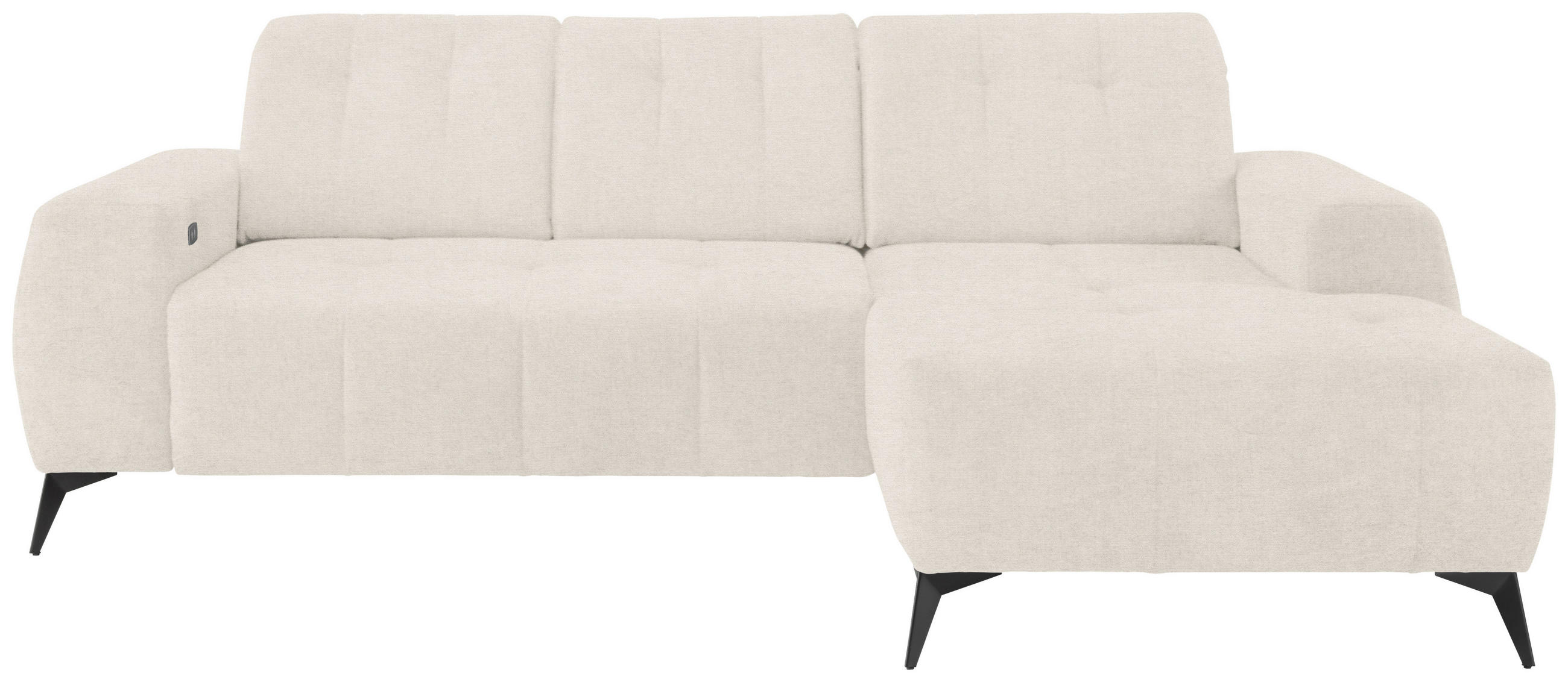 ECKSOFA Creme Mikrofaser  - Creme/Schwarz, MODERN, Textil/Metall (258/180cm) - Livetastic