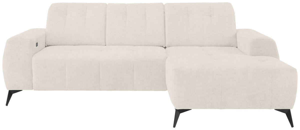ECKSOFA Creme Mikrofaser  - Creme/Schwarz, MODERN, Textil/Metall (258/180cm) - Livetastic