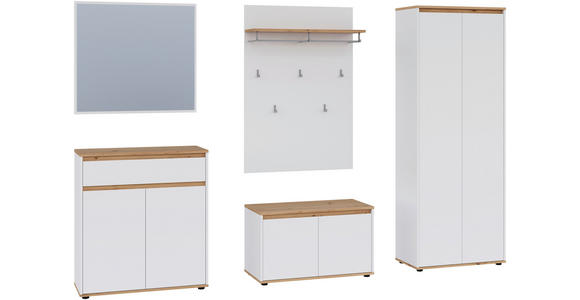 GARDEROBE  in 263,5/193/41,4 cm  - Weiß/Eiche Artisan, MODERN, Holzwerkstoff (263,5/193/41,4cm) - Carryhome
