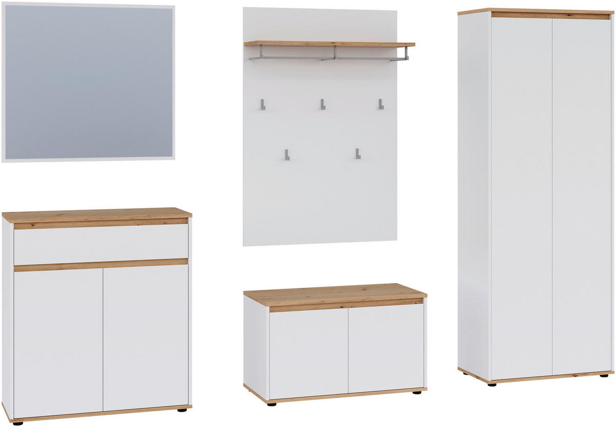 GARDEROBE  in 263,5/193/41,4 cm  - Weiß/Eiche Artisan, MODERN, Holzwerkstoff (263,5/193/41,4cm) - Carryhome