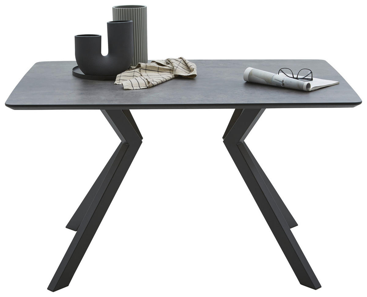 ESSTISCH rechteckig Grau, Schwarz  - Schwarz/Grau, Design, Kunststoff/Metall (130/90/76cm) - Dieter Knoll