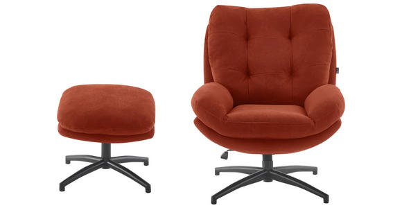 RELAXSESSELSET in Metall, Textil Schwarz, Rostfarben  - Rostfarben/Schwarz, Design, Textil/Metall (75/97/88cm) - Carryhome