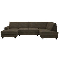 WOHNLANDSCHAFT in Flachgewebe Graubraun  - Graubraun/Schwarz, Konventionell, Textil/Metall (167/317/185cm) - Stylife