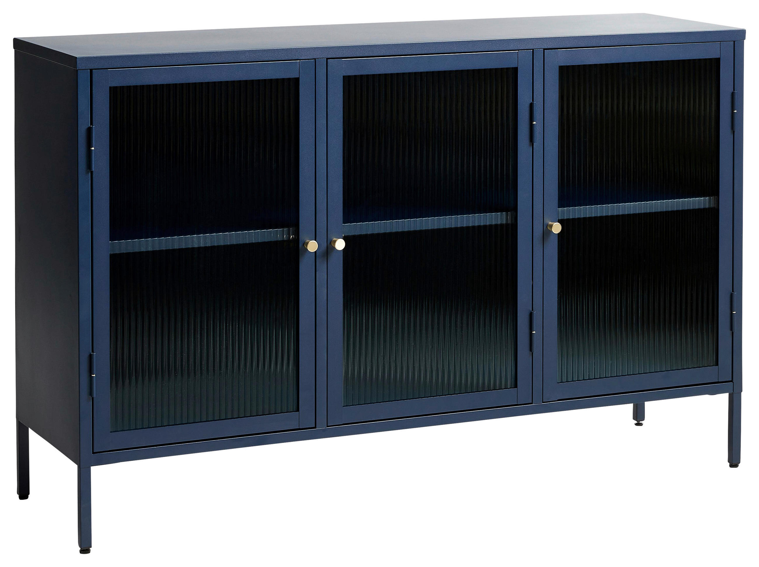 SIDEBOARD  in 132/85/40 cm  - Goldfarben/Dunkelblau, Design, Glas/Metall (132/85/40cm) - Lomoco