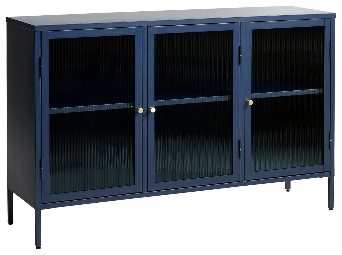 SIDEBOARD Goldfarben, Dunkelblau  132/85/40 cm  - Goldfarben/Dunkelblau, Design, Glas/Metall (132/85/40cm) - Lomoco