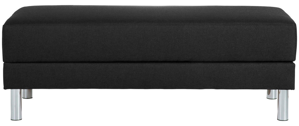 ECKSCHLAFSOFA inkl. Hocker Schwarz Flachgewebe  - Chromfarben/Schwarz, KONVENTIONELL, Textil/Metall (152/230cm) - Max Winzer