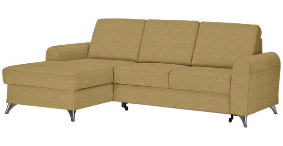 ECKSOFA in Flachgewebe Gelb  - Gelb/Silberfarben, Design, Textil/Metall (167/244cm) - Cantus