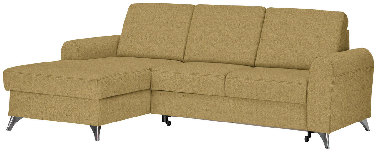 ECKSOFA in Flachgewebe Gelb  - Gelb/Silberfarben, Design, Textil/Metall (167/244cm) - Cantus