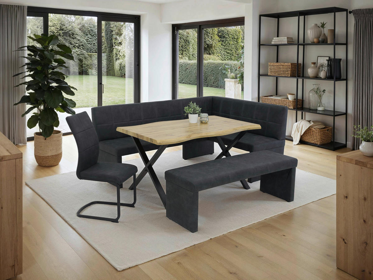 SCHWINGSTUHL-SET 4 Stück  in Stahl Mikrofaser  - Anthrazit/Schwarz, MODERN, Textil/Metall (42/98/60cm) - MID.YOU