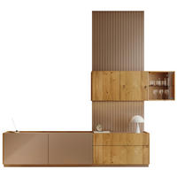 WOHNWAND  in Eichefarben, Hellbraun  263,8/260/47,5 cm  - Hellbraun/Eichefarben, Natur, Glas/Naturmaterialien (263,8/260/47,5cm) - Walden