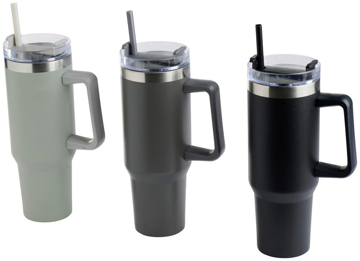TERMOSMUGG  - mörkgrå/ljusgrå, Trend, metall/plast (10/31,5cm) - Best Price