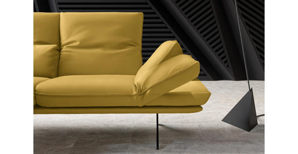 ECKSOFA in Echtleder Gelb 130/210 cm - Gelb/Schwarz, Design, Leder/Metall (130/210cm) - Dieter Knoll