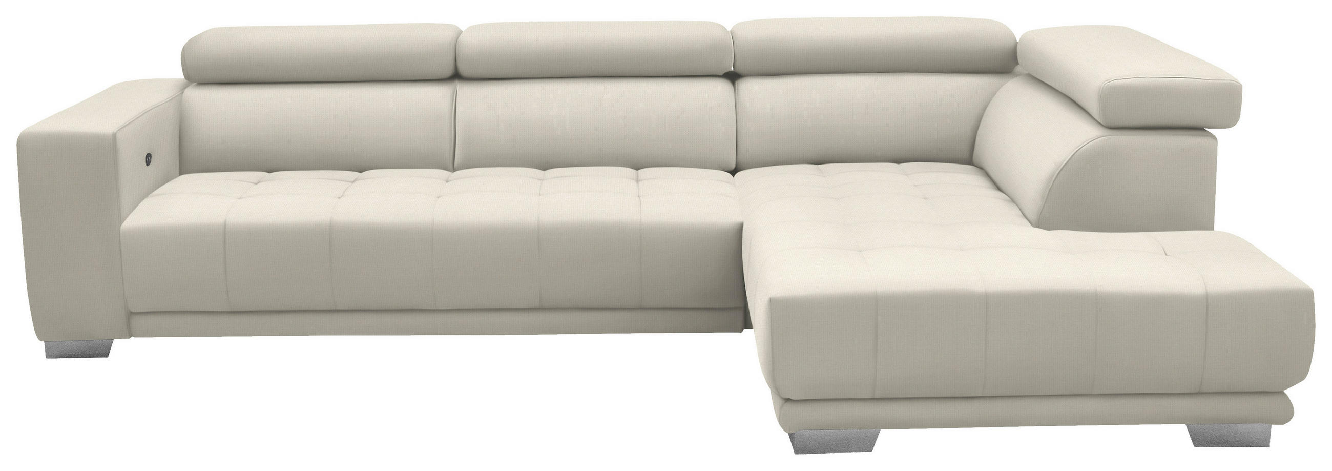 ECKSOFA in Mikrofaser Weiss  - Chromfarben/Weiss, Design, Textil/Metall (301/207cm) - Xora