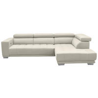 ECKSOFA in Mikrofaser Weiss  - Chromfarben/Weiss, Design, Textil/Metall (301/207cm) - Xora
