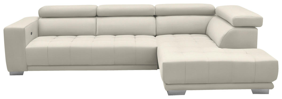 ECKSOFA in Mikrofaser Weiss  - Chromfarben/Weiss, Design, Textil/Metall (301/207cm) - Xora