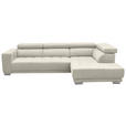 ECKSOFA in Mikrofaser Weiß  - Chromfarben/Weiß, Design, Textil/Metall (301/207cm) - Xora