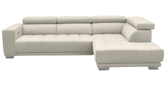 ECKSOFA in Mikrofaser Weiß  - Chromfarben/Weiß, Design, Textil/Metall (301/207cm) - Xora