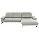 ECKSOFA in Echtleder Hellgrau  - Hellgrau/Schwarz, Design, Leder/Metall (328/193cm) - Dieter Knoll