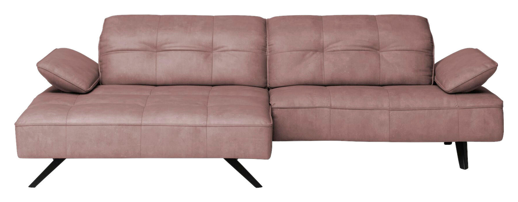 ECKSOFA Altrosa Echtleder  - Anthrazit/Altrosa, Design, Leder/Metall (165/280cm) - Joop!