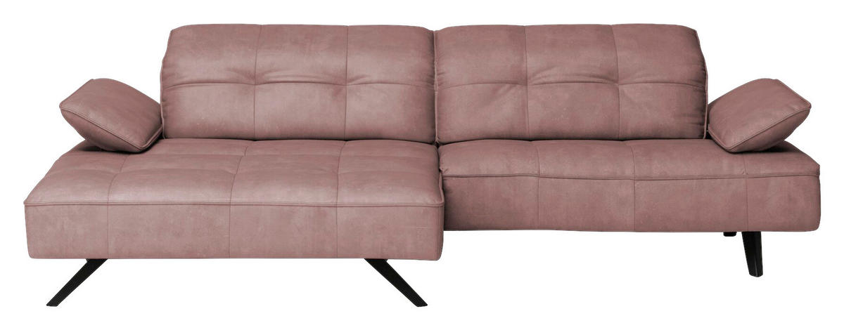ECKSOFA Altrosa Echtleder  - Anthrazit/Altrosa, Design, Leder/Metall (165/280cm) - Joop!