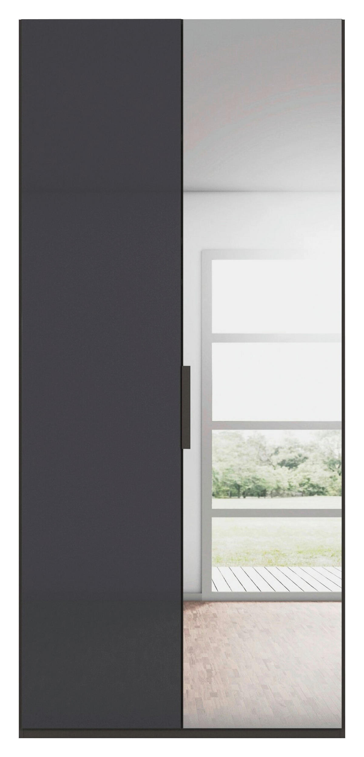 DREHTÜRENSCHRANK 101/235/61 cm,  in Graphitfarben, 2-türig  - Graphitfarben, Basics, Glas/Holzwerkstoff (101/235/61cm) - Novel