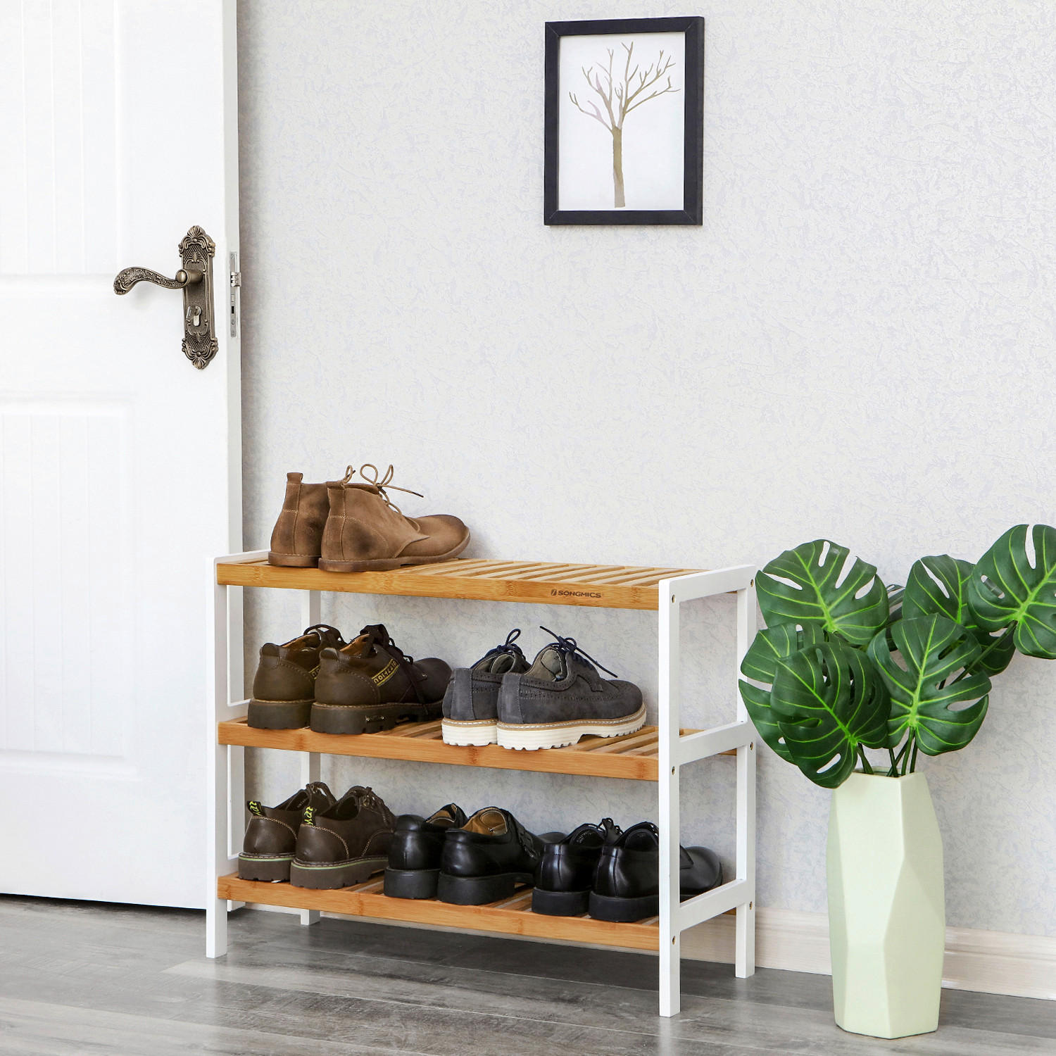 SCHUHREGAL 70/55/26 cm  - Naturfarben/Weiß, Trend, Holz (70/55/26cm) - Boxxx