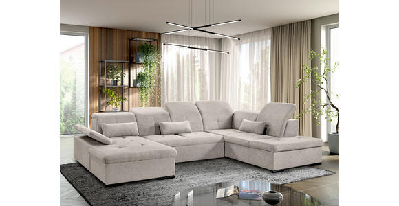 WOHNLANDSCHAFT  in Chenille Beige  - Beige/Grau, KONVENTIONELL, Kunststoff/Textil (240/340/188cm) - Carryhome