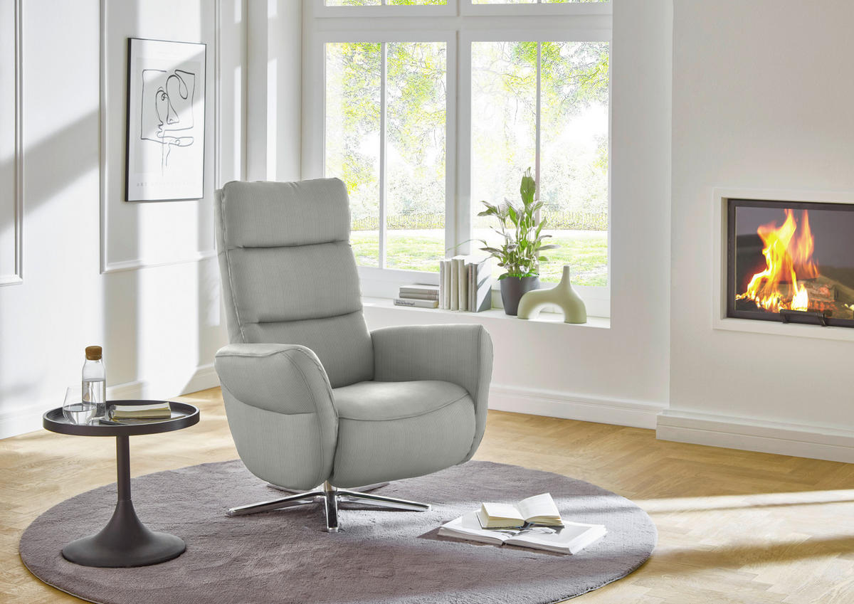 RELAXSESSEL in Textil Silberfarben  - Chromfarben/Silberfarben, Design, Textil/Metall (78/113/83cm) - Beldomo Speed