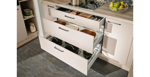 ECKKÜCHE  in Grau, Kaschmir, Tannenholzfarben  - Kaschmir/Tannenholzfarben, Design, Holzwerkstoff/Metall (121,6/280/150cm) - Xora