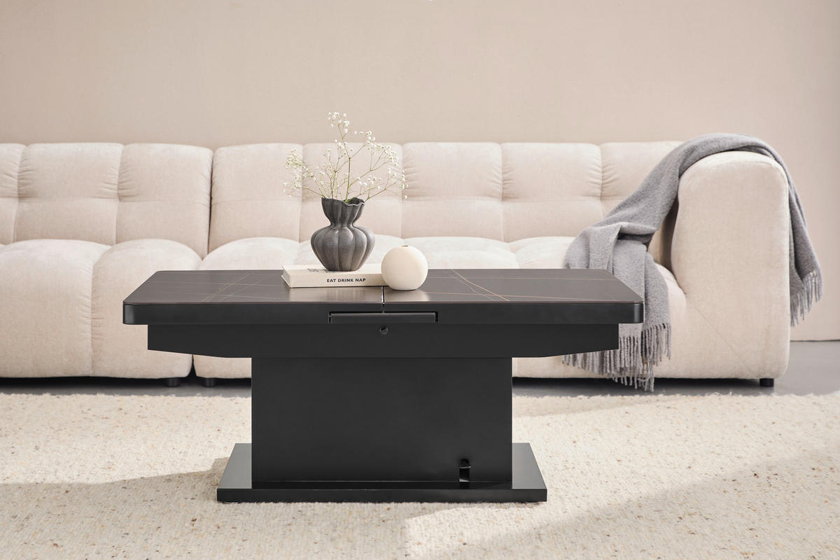 SOFFBORD i metall, keramik 125-150/49,5-79/70 cm  - svart, Design, metall/keramik (125-150/49,5-79/70cm) - Livetastic