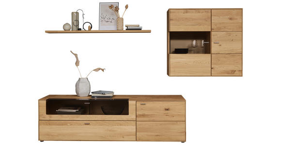 WOHNWAND in Eichefarben 288,4/196,2/54,5 cm - Eichefarben, Natur, Glas/Holz (288,4/196,2/54,5cm) - Valnatura