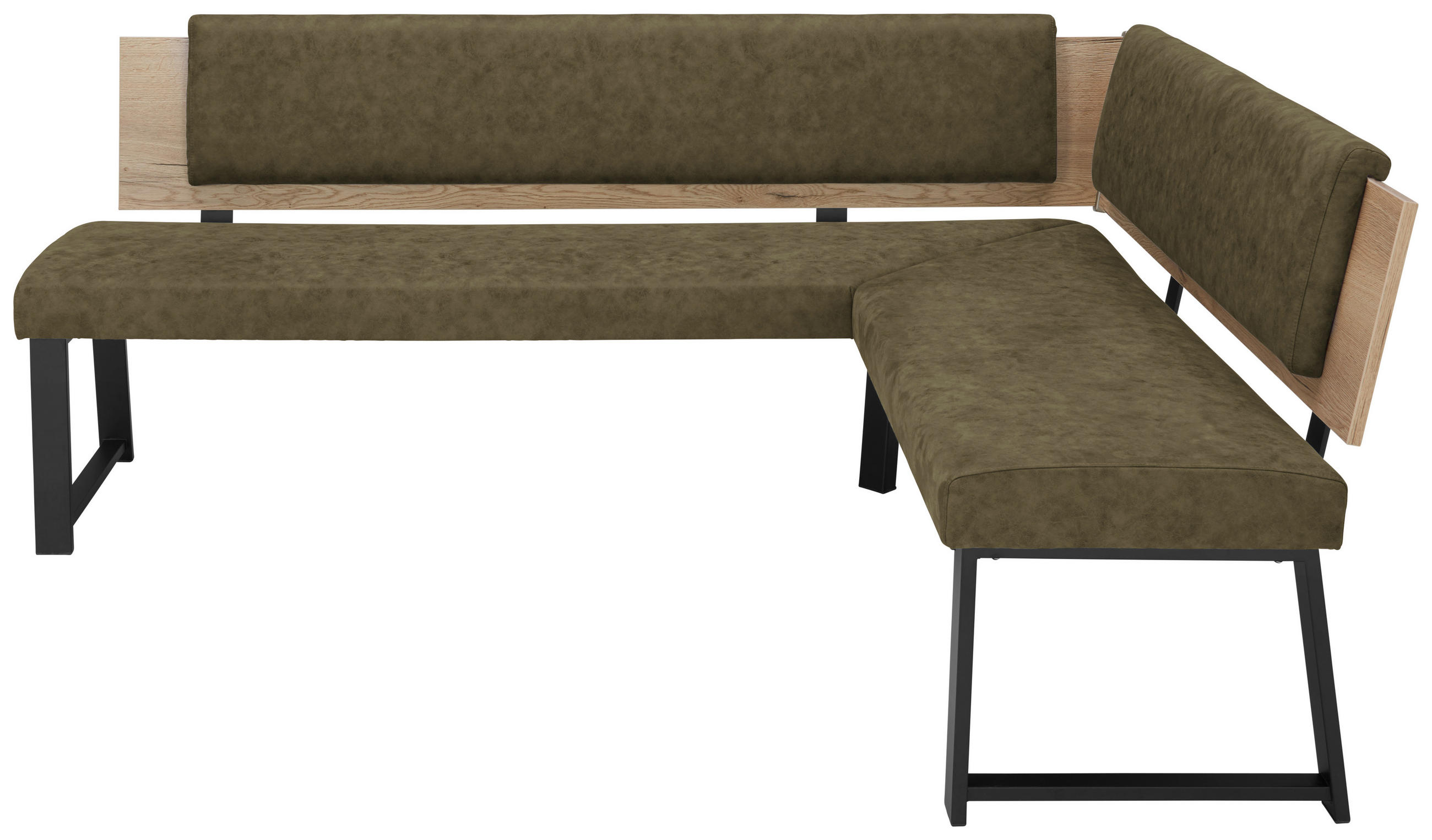 ECKBANK 200/160 cm  in Olivgrün  - Schwarz/Olivgrün, MODERN, Holzwerkstoff/Textil (200/160cm) - Venda