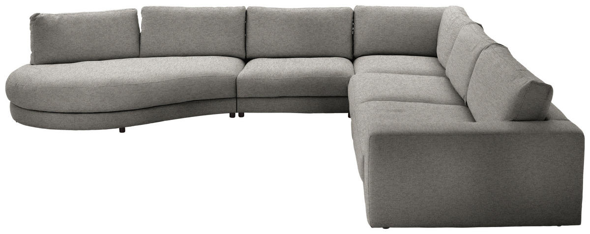ECKSOFA in Flachgewebe Graubraun  - Graubraun/Schwarz, Design, Kunststoff/Textil (425/365cm) - Lomoco