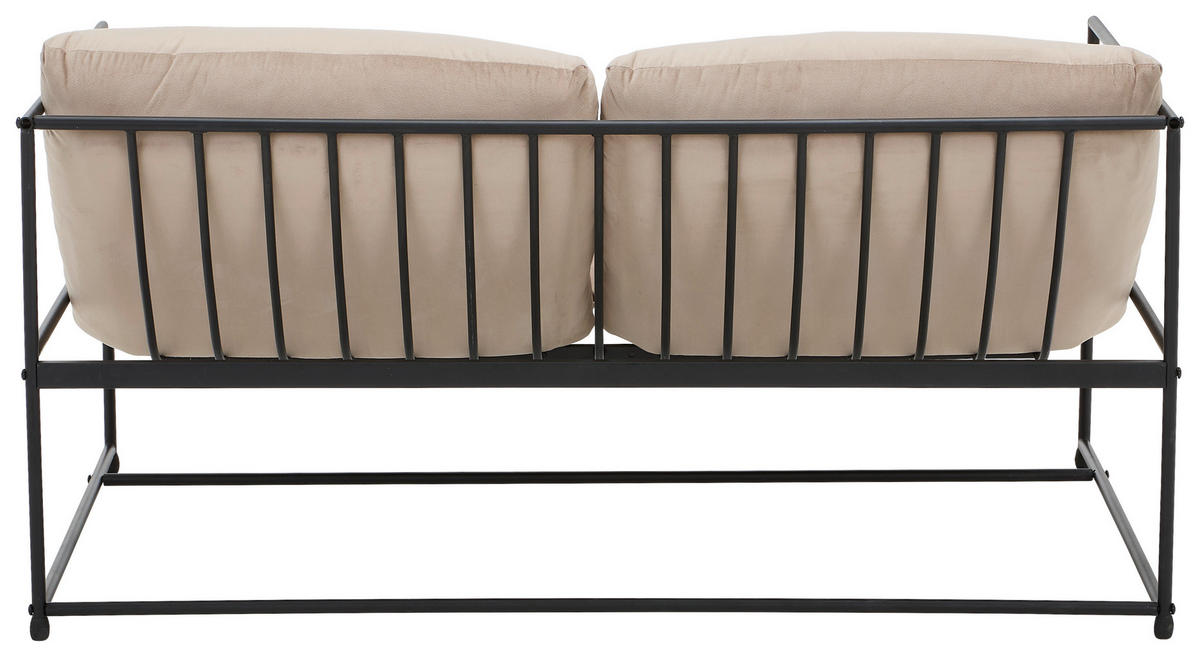 SOFA Samt Taupe  - Taupe/Schwarz, MODERN, Textil/Metall (129/75/87cm) - P & B