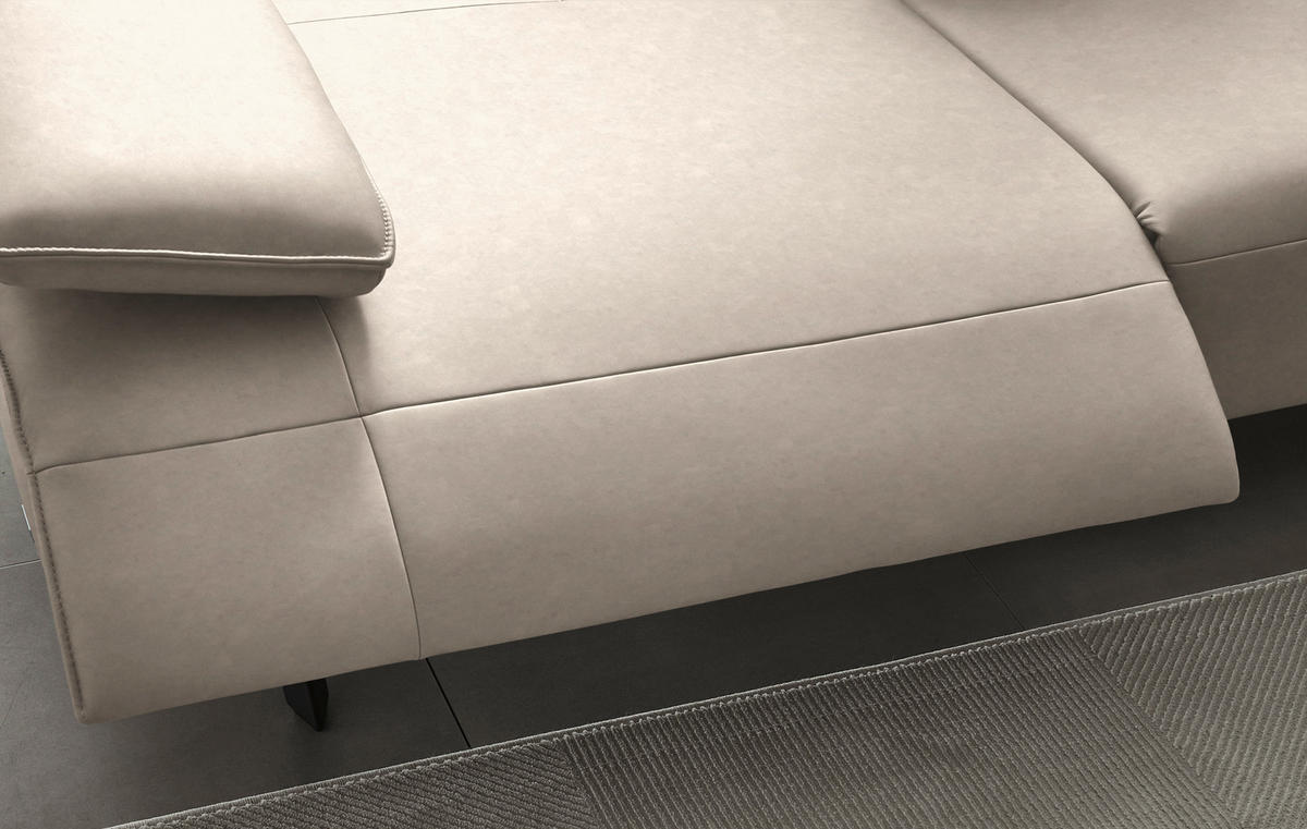 ECKSOFA Echtleder Beige  - Anthrazit/Beige, Design, Leder/Metall (290/230cm) - Johann Jakob