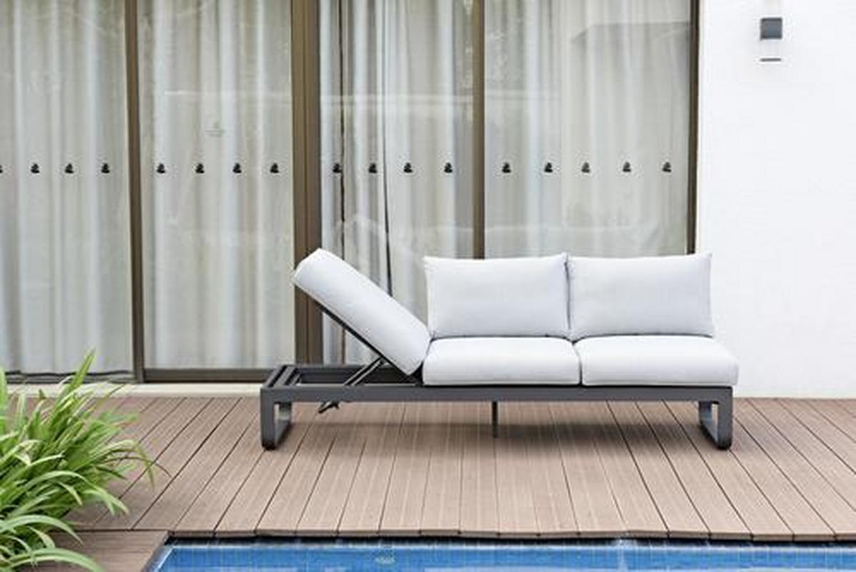 3-SITZER-SOFA in Flachgewebe Graphitfarben, Hellgrau  - Hellgrau/Graphitfarben, Design, Textil/Metall (207/82/72cm) - Zebra 