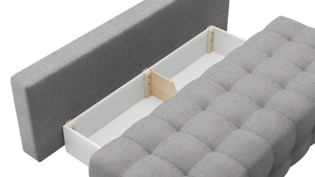 SCHLAFSOFA  mit Stoffauswahl, Schlafen auf Sitzhöhe, Rücken echt Struktur Grau  - Schwarz/Grau, KONVENTIONELL, Kunststoff/Textil (209/96/100cm) - Stylife