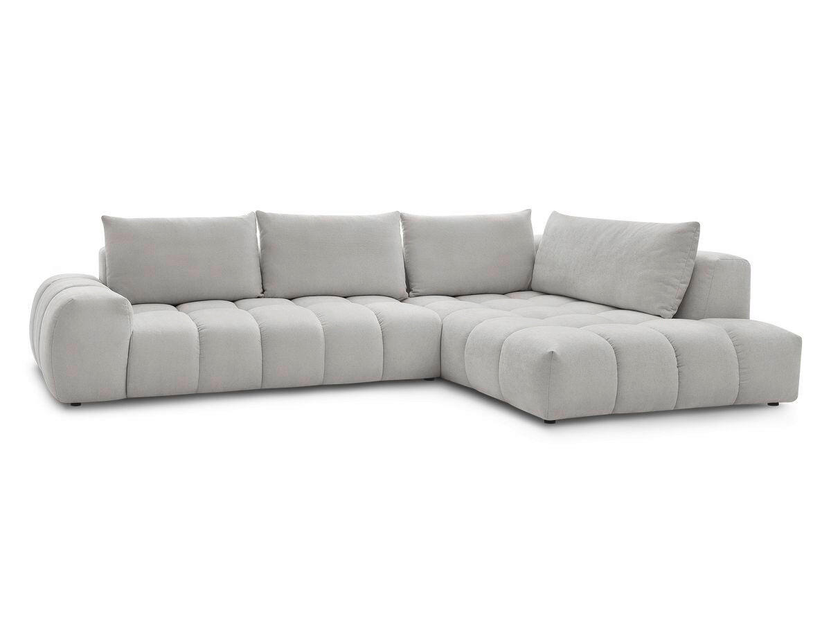 ECKSOFA Ottomane rechts  EVEREST Hellgrau Struktur  - Hellgrau/Schwarz, MODERN, Kunststoff/Textil (352/210cm) - Livetastic